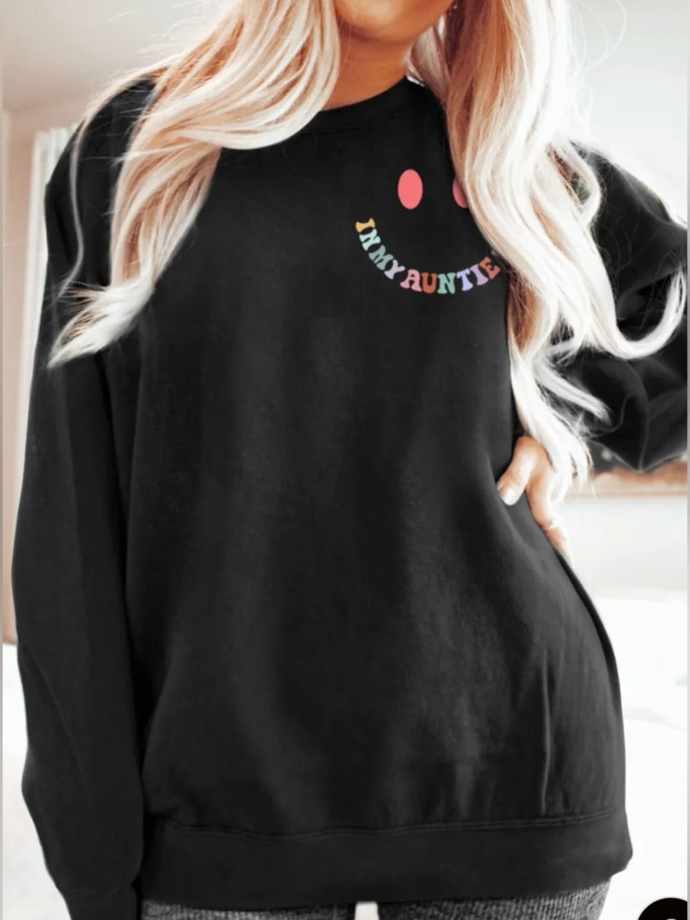 Boldoversize.com “in my auntie era” sweatshirt Black SZ 6X